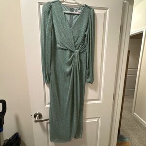 Baltic Born Devlyn Pleated Dress | Blue Sage Shimmer